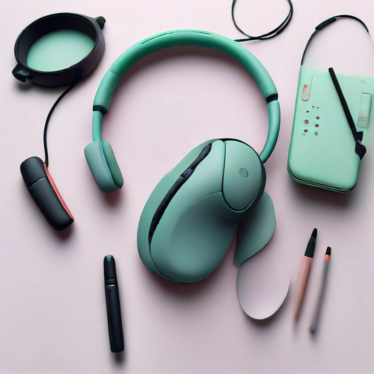 Equipo de streaming con auriculares y micrófono