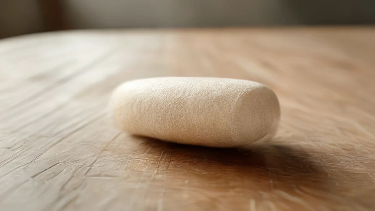 A wooden spindle with a silk thread, used for spinning silk.