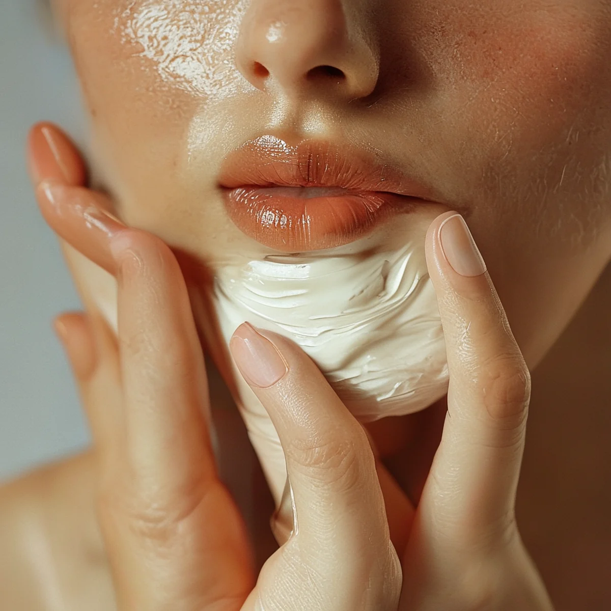 Le mani applicano una crema idratante notturna