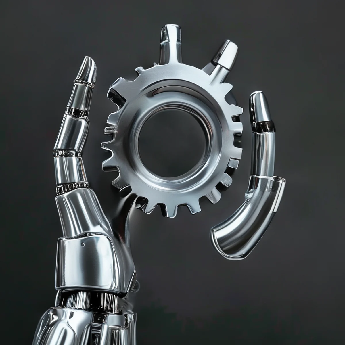 ロボットハンドが金属物体を正確に握っています。