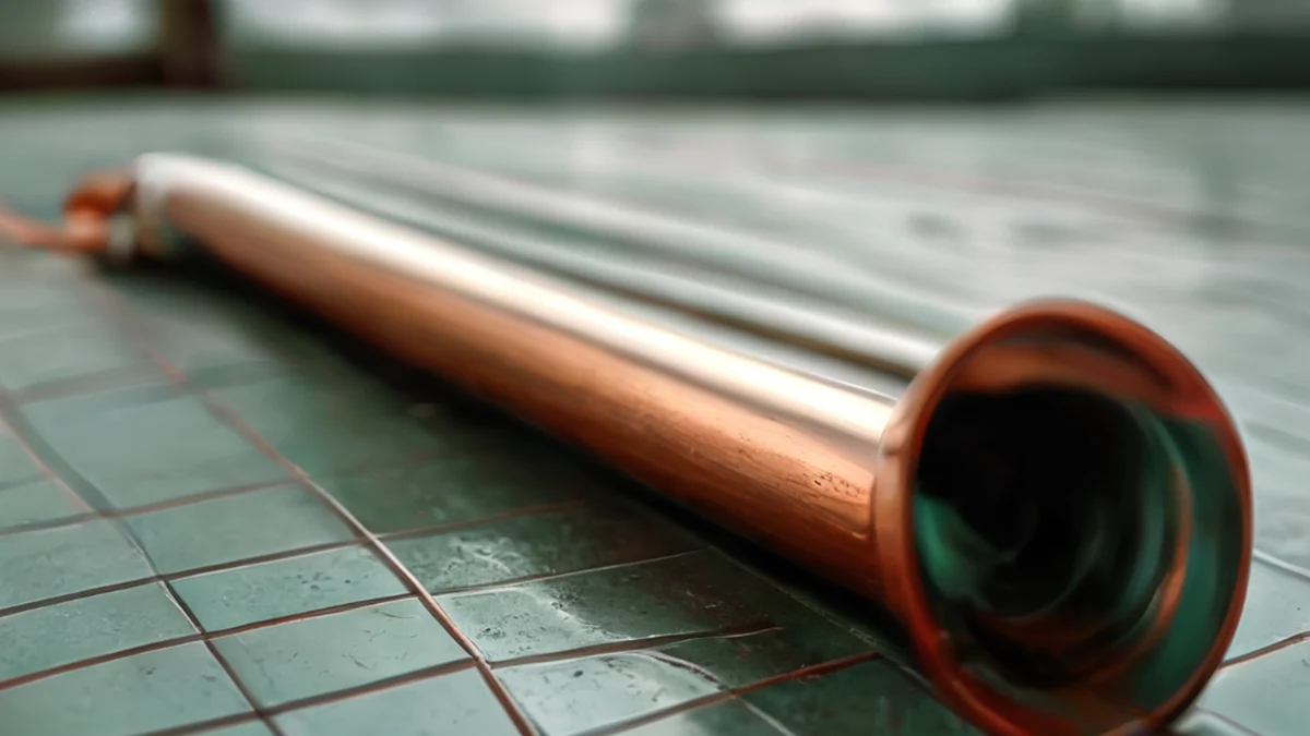 Copper pipe used for plumbing and heating systems.