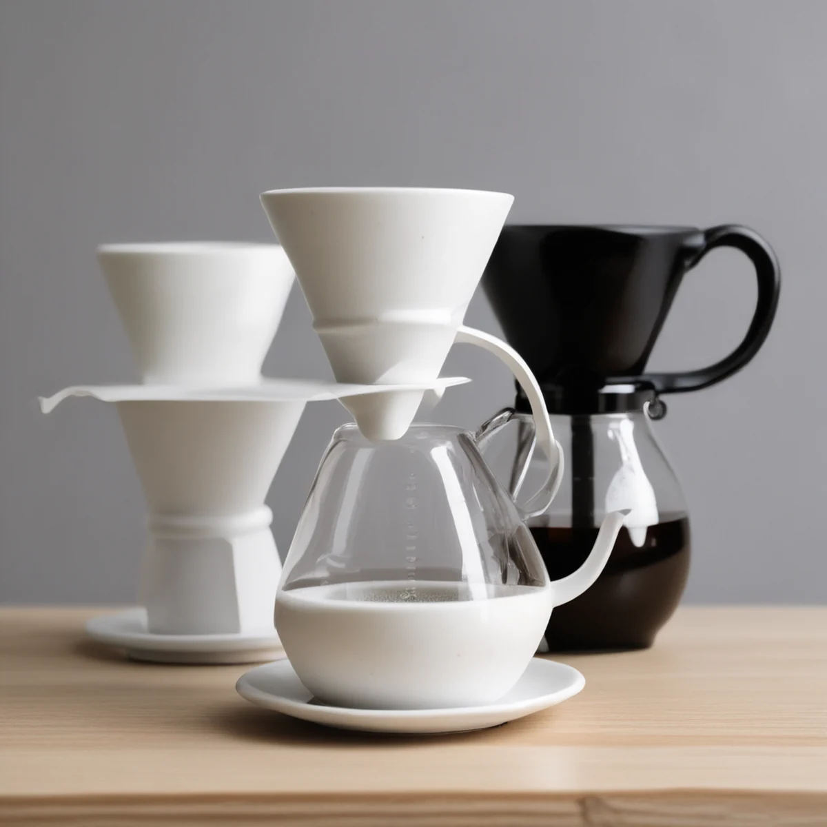 Ceramic coffee dripper with filter for brewing coffee